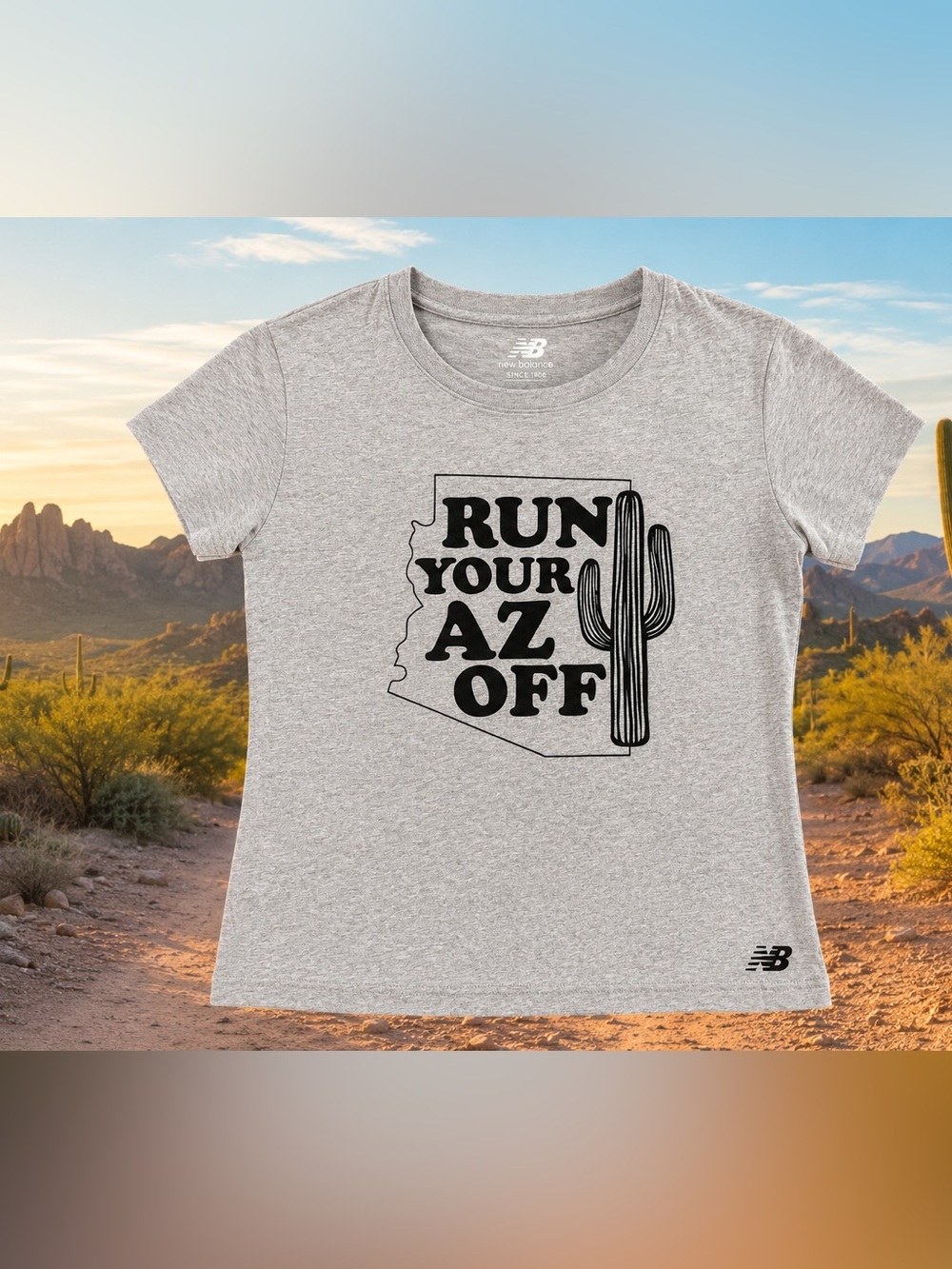New Balance Run Your AZ Off Arizona Graphic Tee Gray Women’s XL NWT
